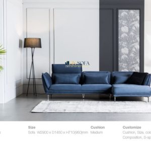 Alternative view of Mẫu sofa góc L nỉ Hàn HNSN16 màu xanh đậm