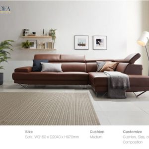 Alternative view of Mẫu sofa góc L da Anh Quốc HNS24
