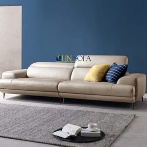 Mẫu sofa văng da Malaysia trắng kem HNS31