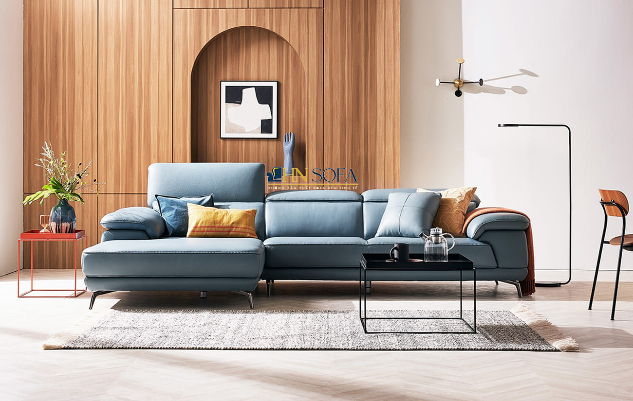 Sofa góc hiện đại màu xanh dương HNS41 - Ảnh 2