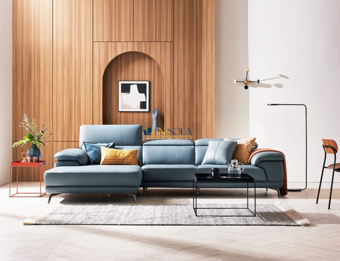 Sofa góc hiện đại màu xanh dương HNS41 - Ảnh 13