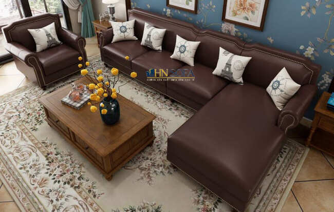 Sofa bộ hot tân cổ điển bọc da