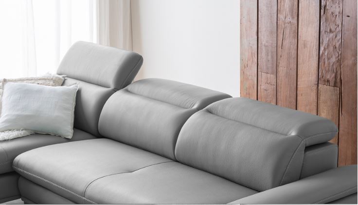 Mẫu sofa góc giả da Indonesia xám nhạt thanh lịch HNS13 - Ảnh 7