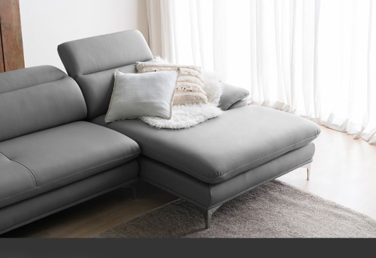Mẫu sofa góc giả da Indonesia xám nhạt thanh lịch HNS13 - Ảnh 9