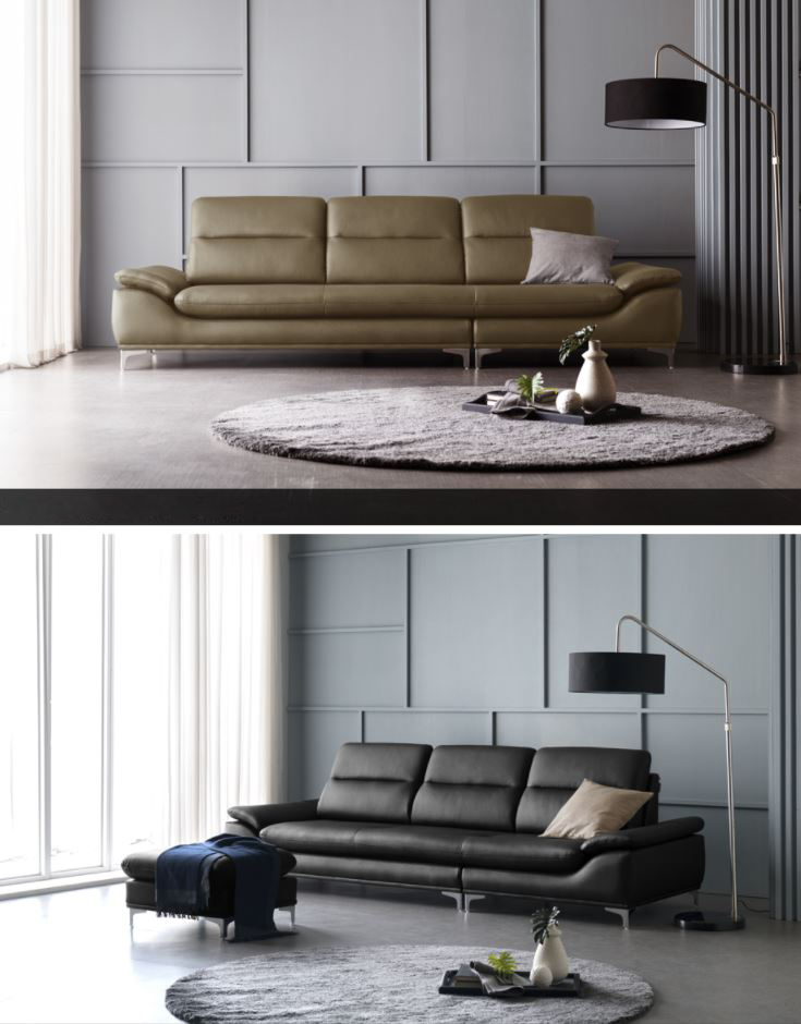 Mẫu sofa góc giả da Indonesia xám nhạt thanh lịch HNS13 - Ảnh 11