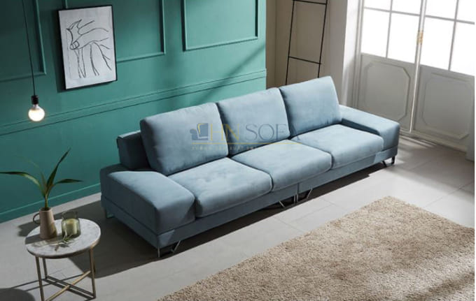 Mẫu sofa nỉ chữ I với thiết kế đơn giản hài hòa