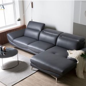 Mẫu sofa góc L da Hàn Quốc HNS17 những đường cong hoàn hảo