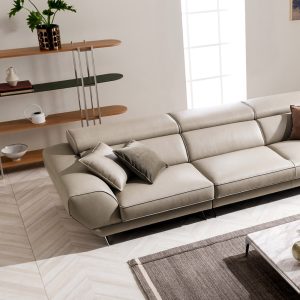 Alternative view of Sofa văng da Microfiber hiện đại trắng kem HNS36