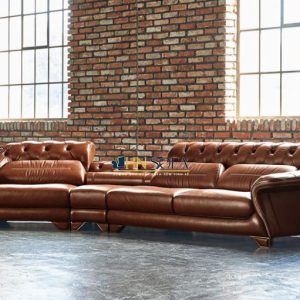 Mẫu sofa tân cổ điển da bò Ý HNS45