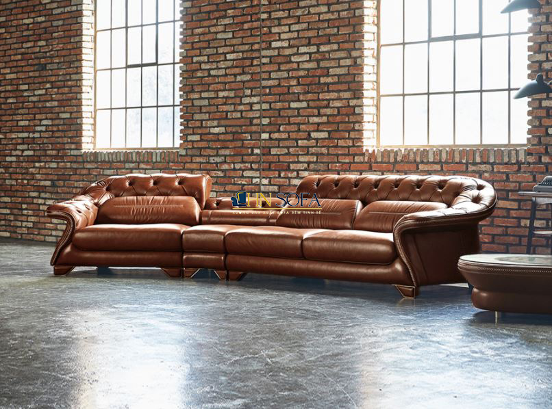 Mẫu sofa tân cổ điển da bò Ý HNS45