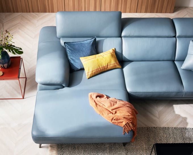 Sofa góc hiện đại màu xanh dương HNS41 - Ảnh 12