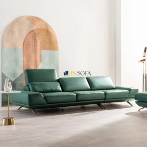 Sofa văng da Microfiber màu xanh lá HNS52