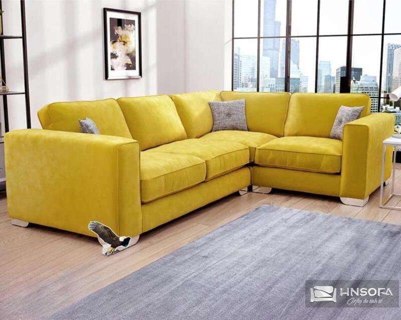 Ghế sofa góc L màu vàng dễ dàng thay đổi các góc