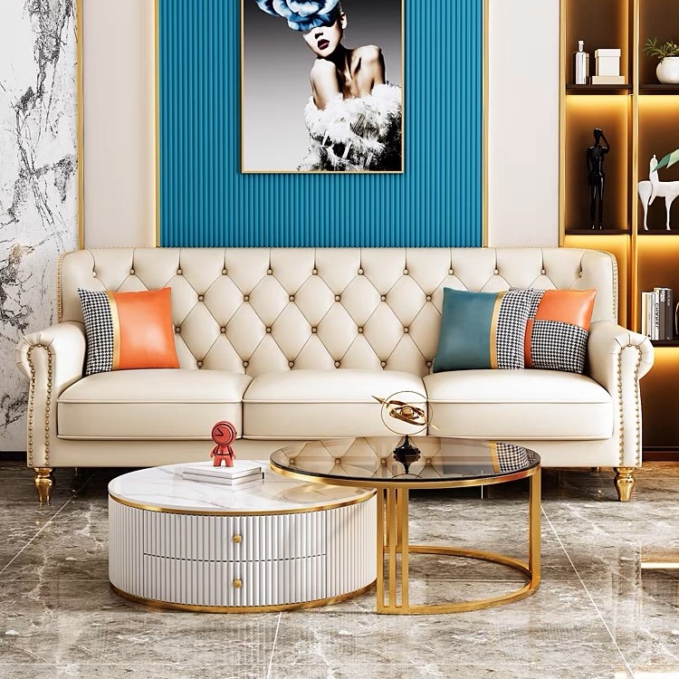 Sofa văng tân cổ điển HNS152 bọc da Hàn Quốc