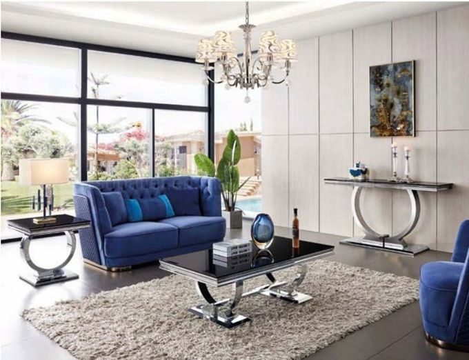 Bàn trà sofa mặt đá luôn làm nổi bật không gian phòng khách