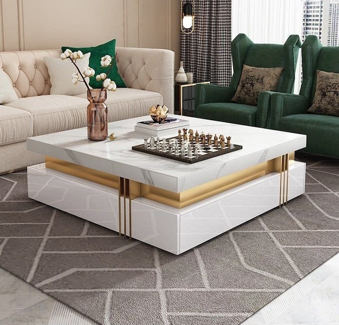 Bàn trà sofa mặt đá ceramic sang trọng