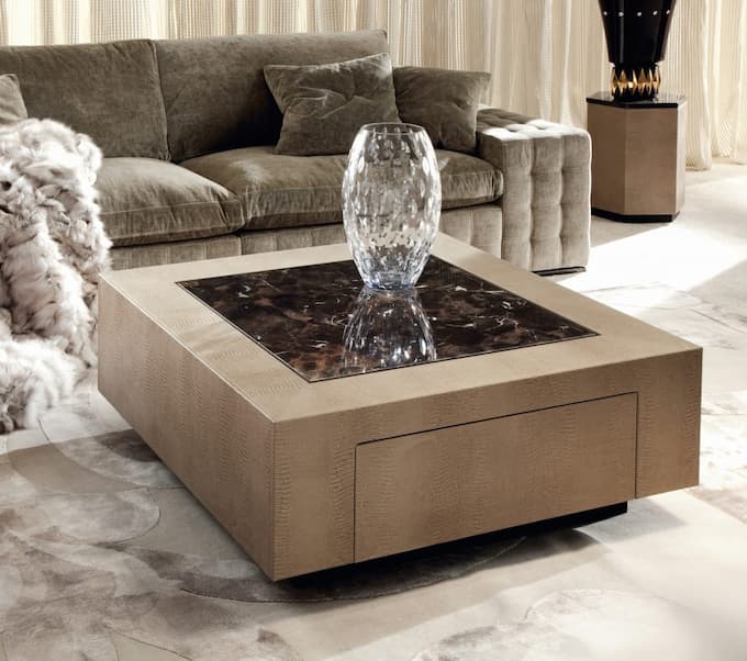 Bàn trà sofa mặt đá chân gỗ ấn tượng
