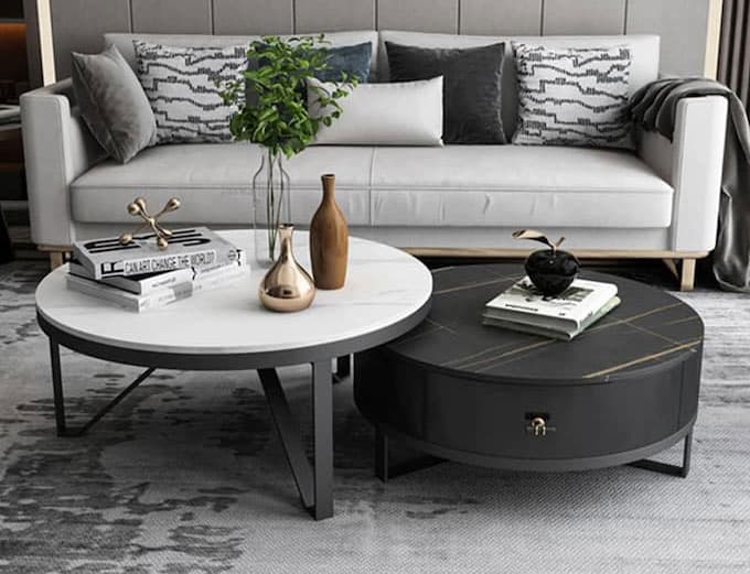 Bàn trà sofa mặt đá đôi thông minh