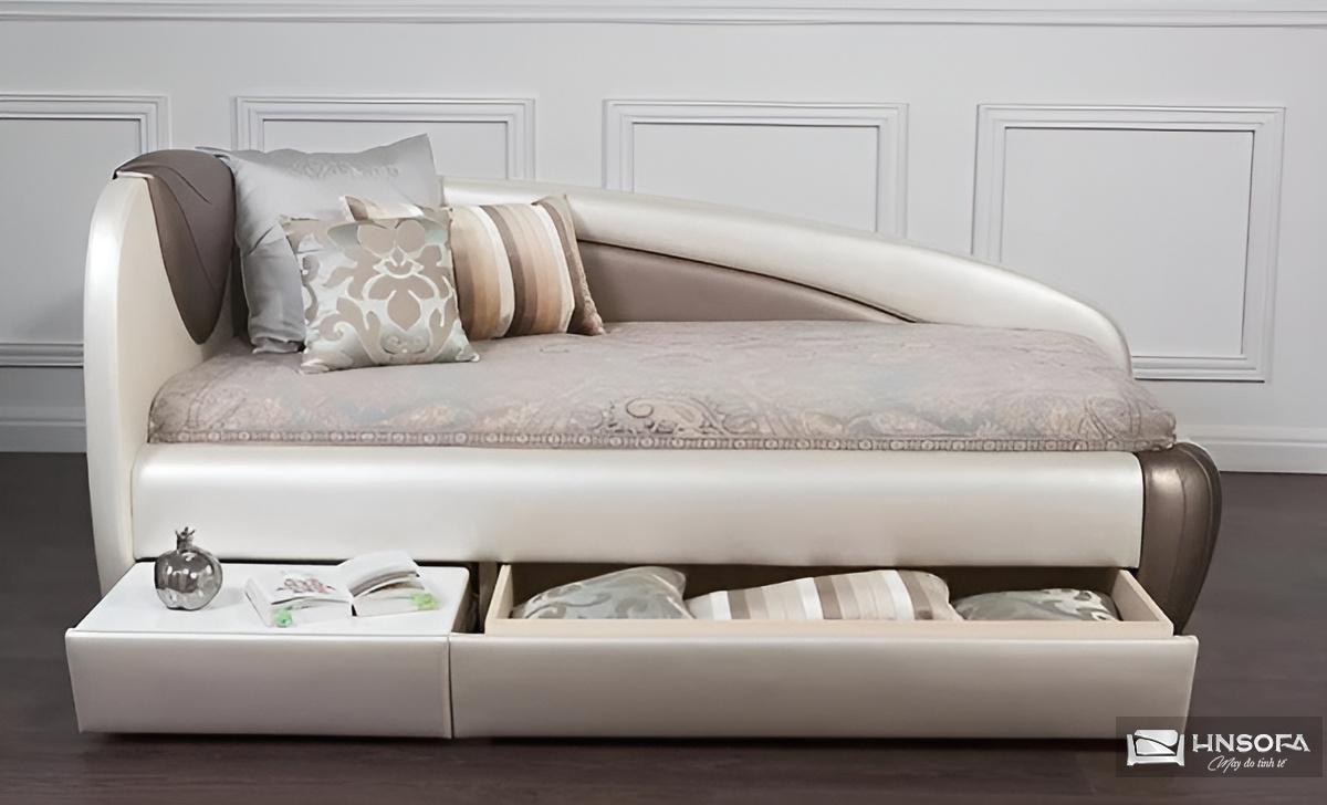 Bộ ghế sofa gỗ có ngăn kéo được bọc nệm êm ái