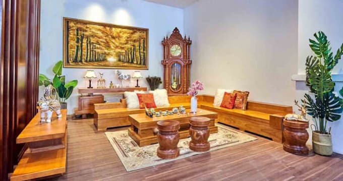 Những bộ sofa gỗ nguyên khối sang trọng thường có kích thước lớn