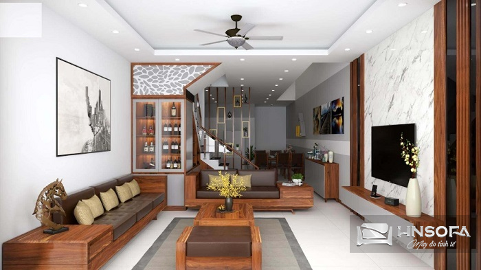 Bố trí sofa hình chữ U để tạo không gian chia sẻ ấm cúng