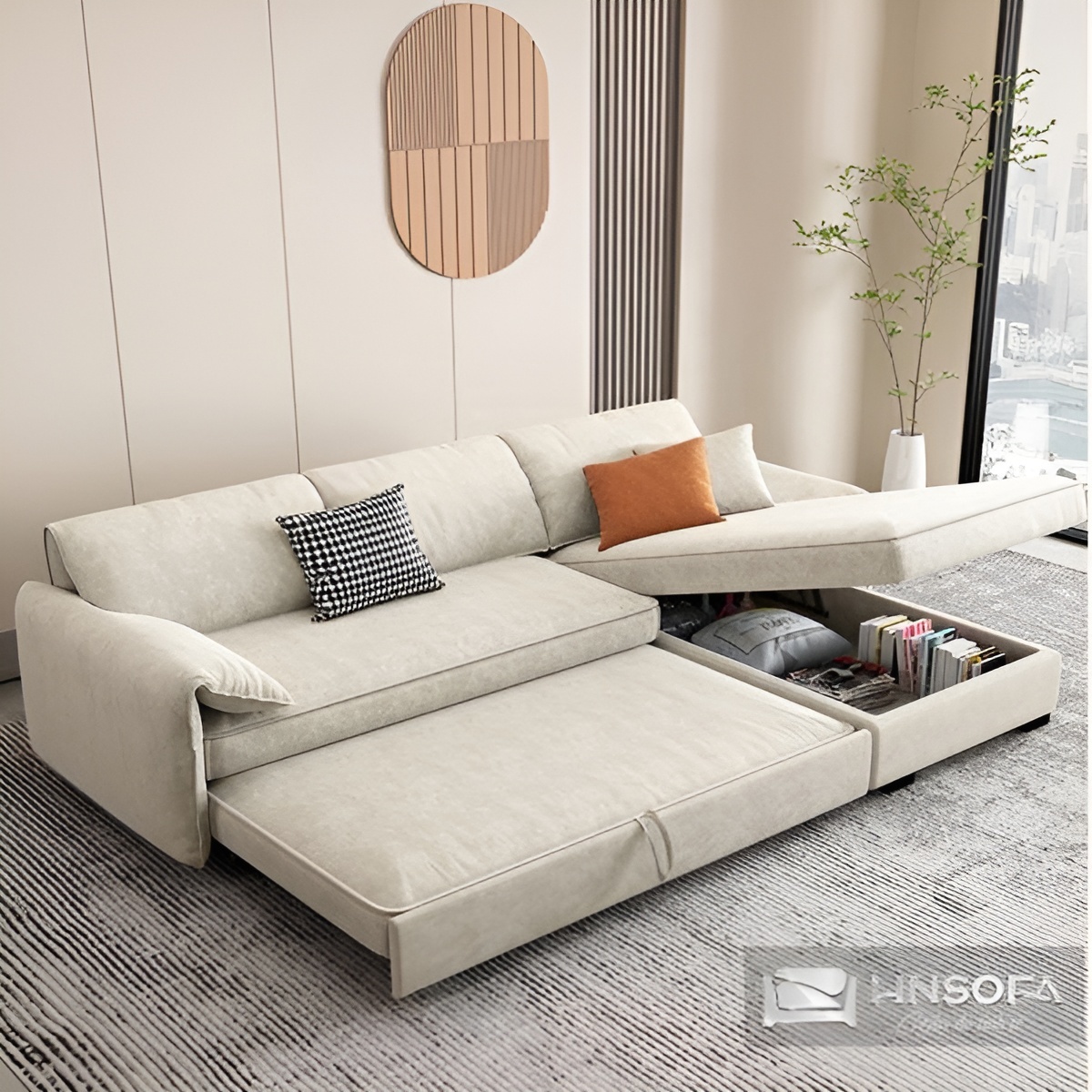 Ghế giường 2 trong 1 tích hợp được nhiều chức năng giúp tiết kiệm chi phí