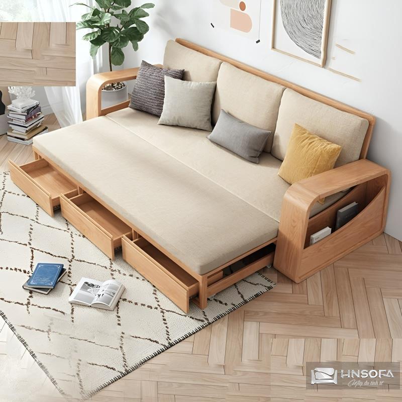 Mẫu ghế sofa giường tay gỗ