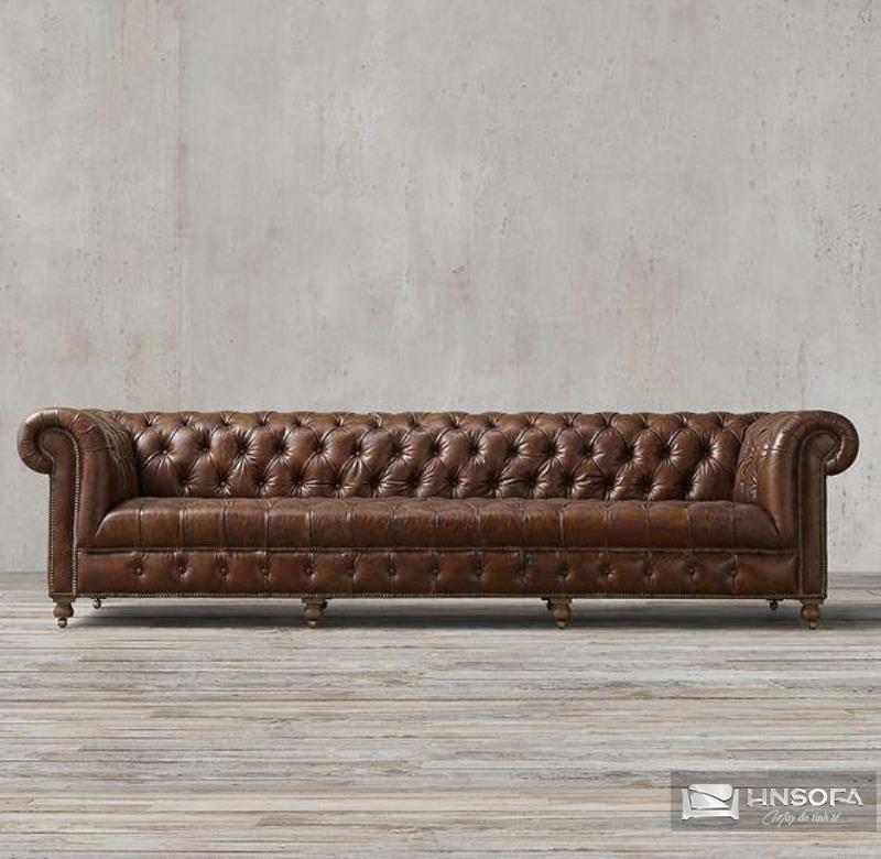 Ghế sofa gỗ bọc da tân cổ điển HNS52TCĐ