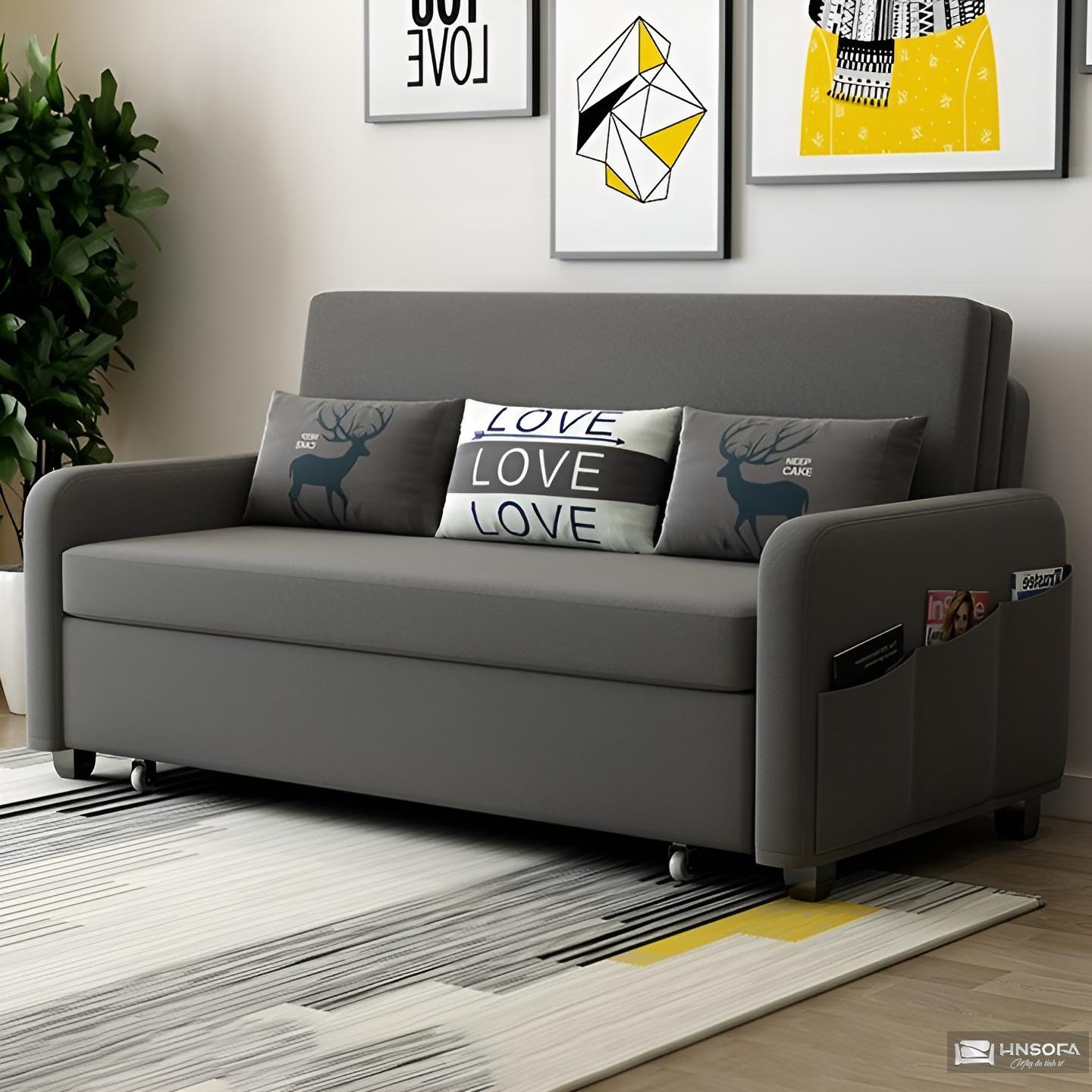 Ghế sofa gỗ có ngăn kéo màu đen sang trọng
