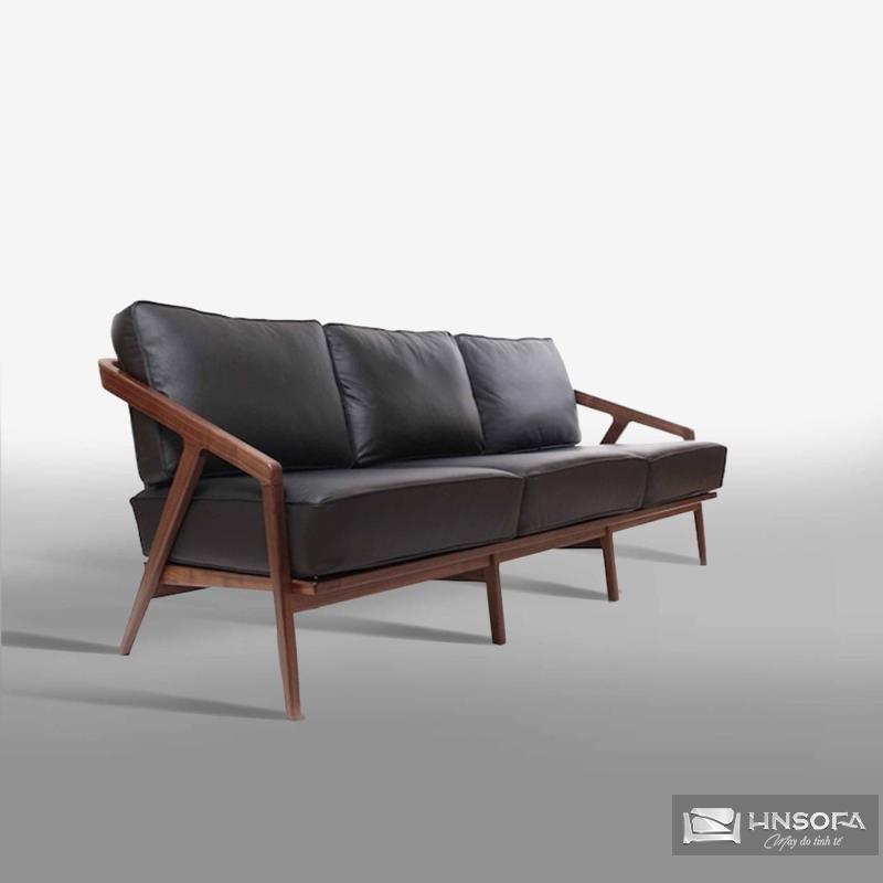 Ghế sofa Katakana băng 3 chỗ đệm đen sang trọng