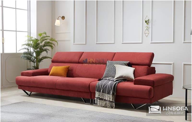 Ghế sofa văng bọc nỉ màu đỏ nổi bật HNSN11 hợp với người mệnh Hỏa