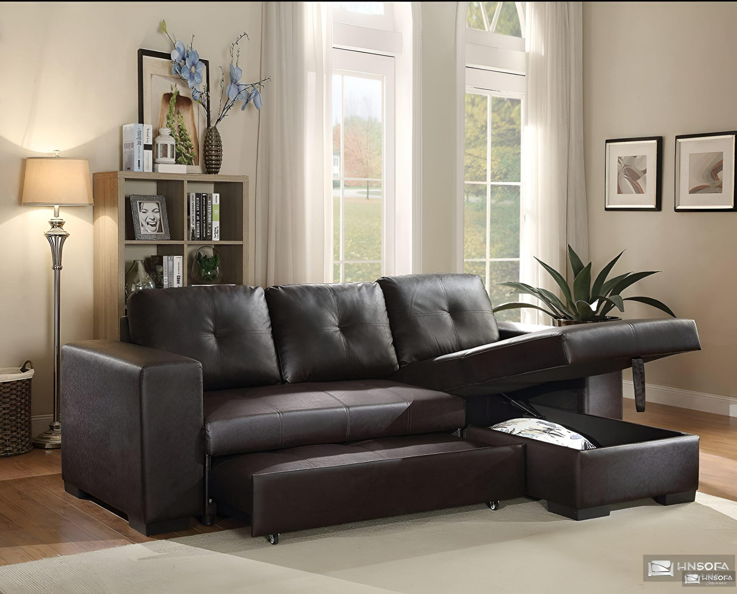 Mẫu sofa giường văng làm từ chất liệu da cao cấp