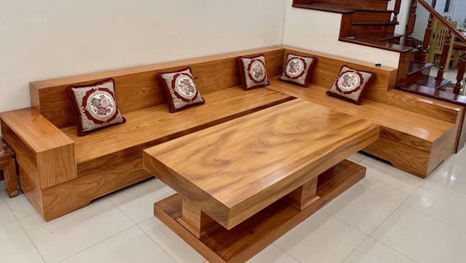 Mẫu bàn ghế sofa nguyên khối góc L