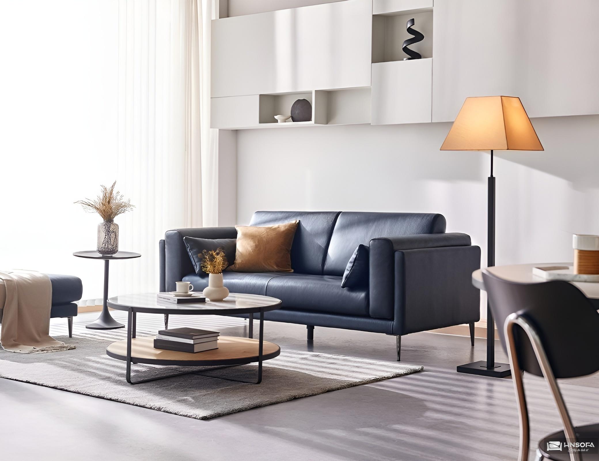 Mẫu ghế sofa 2 chỗ gam màu xám xanh đậm