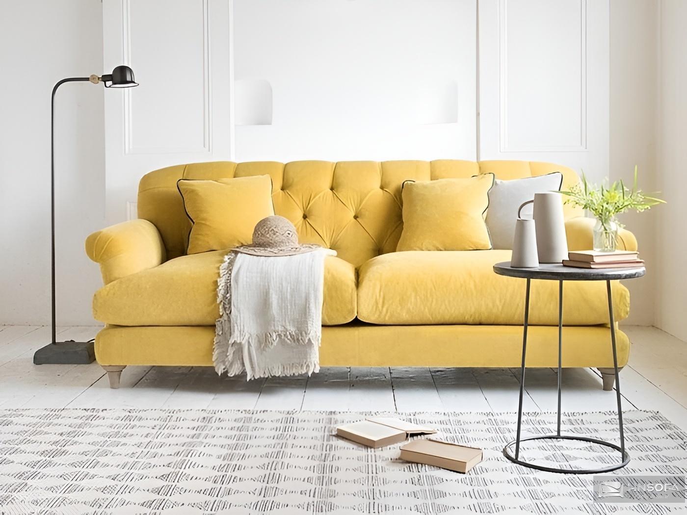 Mẫu ghế sofa văn phòng nhỏ màu vàng trẻ trung, tinh tế