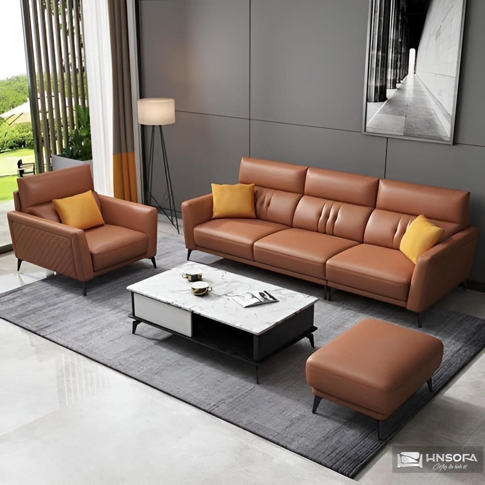 Mẫu sofa văn phòng bằng da màu nâu sang trọng