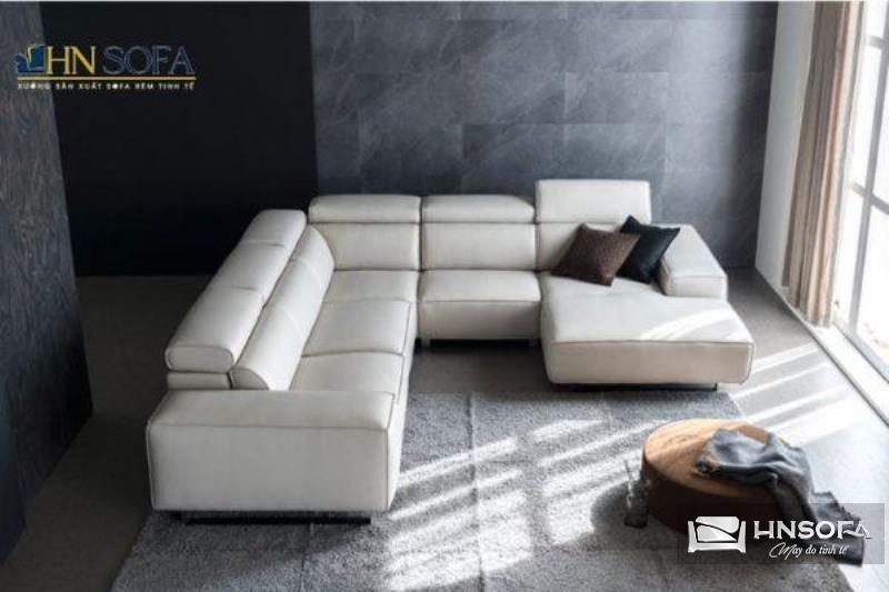 Sofa biệt thự chữ U giả da hiện đại HNS20