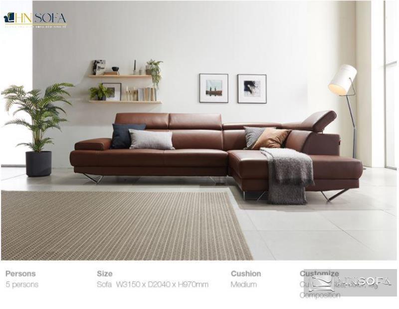 Sofa chân quỳ góc L da Anh Quốc HNS24