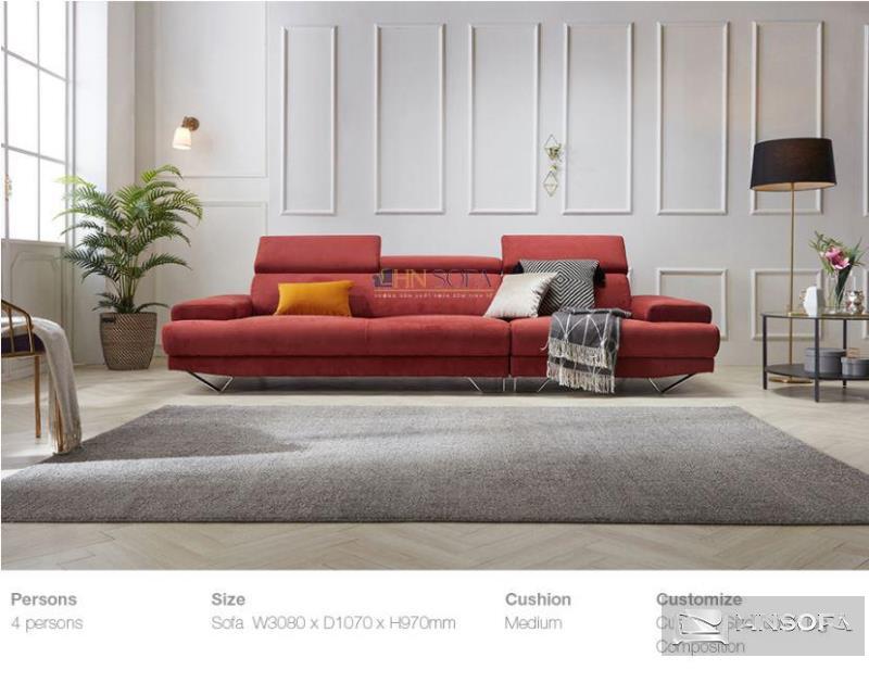 Sofa chân quỳ văng nỉ màu đỏ HNSN11