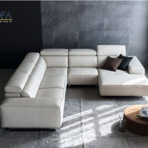 Mẫu sofa chữ U giả da hiện đại HNS20