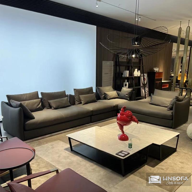 Sofa góc L da bò tiếp xúc nhập khẩu Ý HNS224 - Ảnh 2