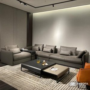 Sofa góc L da bò tiếp xúc nhập khẩu Ý HNS224