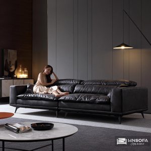 Alternative view of Sofa văng bọc tiếp xúc da bò nhập khẩu Ý HNS228