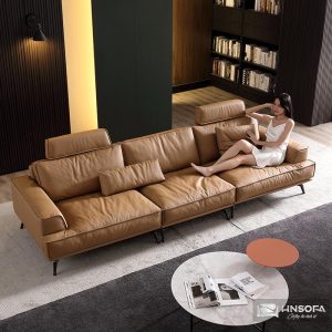 Sofa văng bọc da bò nhập khẩu Ý HNS229