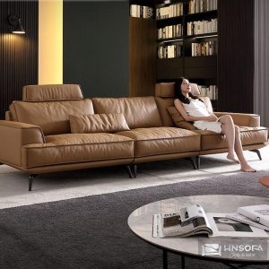 Alternative view of Sofa văng bọc da bò nhập khẩu Ý HNS229