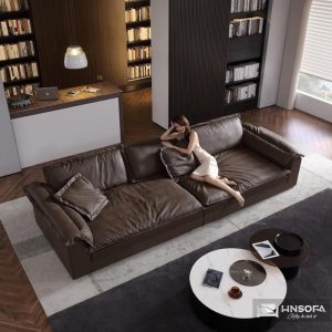 Alternative view of Sofa văng bọc da bò nhập khẩu Ý HNS236