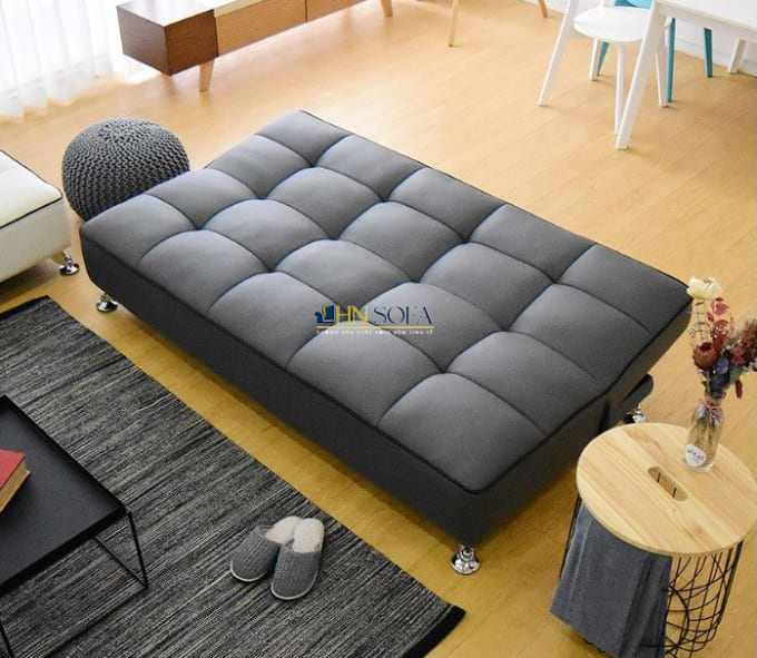 Mẫu sofa giường HNSG02 sử dụng vỏ bọc da sang trọng và bền bỉ