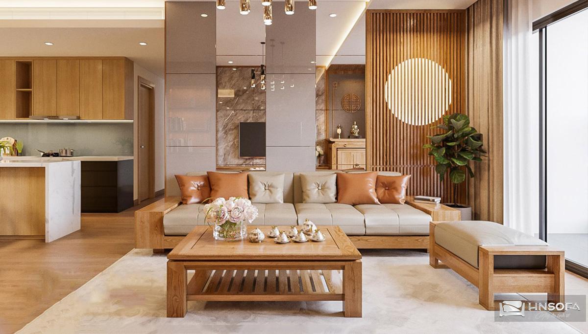Sofa gỗ 4 chỗ bền đẹp và sang trọng