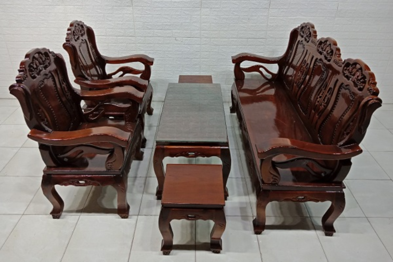 Sofa gỗ tràm màu nâu đỏ 
