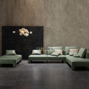 Sofa góc L da bò Ý HNS108 sang trọng, bề thế cho không gian cao cấp